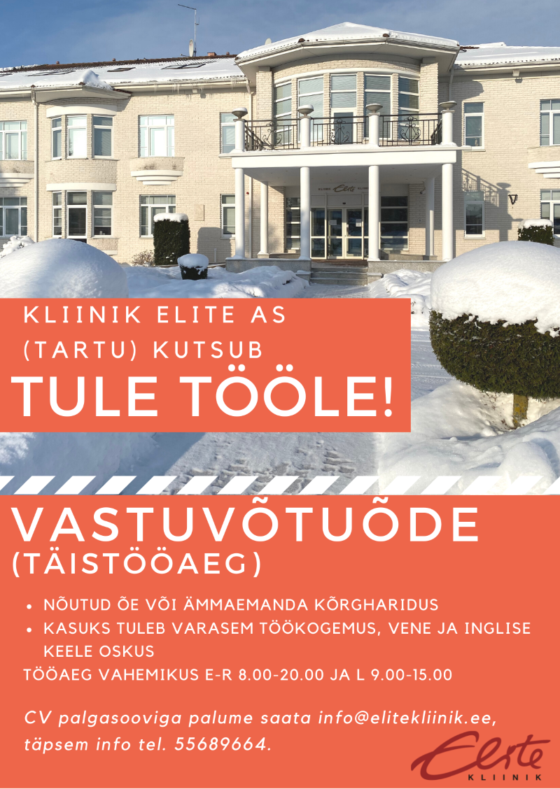 2022 talv konkurss õde-ämmaemand Elite Kliinikusse